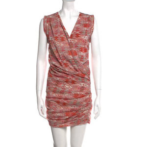 IRO Red Graphic Print Silk Mini Dress